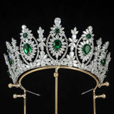 green Bridal Crown Zircon Baroque Headband Quince Crown Hair Accessories